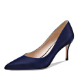 2019 High Heel Stiletto Women's Pumps Blue Silk x19-c134C Ladies Women custom Office business Dress Shoes Heels For Lady